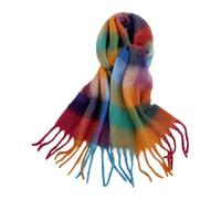 MQPALZKD Autumn and Winter Scarves Versatile Women's Colorful Checkered Warm