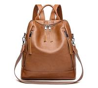 MQPALZKD Backpack Leather Large Capacity Women's Bag Youth Casual School Bag Soft Leather Popular Simple Backpack