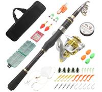 MQPALZKD Carbon Short Hard Adjustable Small Sea Pole Throwing Spinning Wheel Pole Bag Set Long-range Fishing Rod(2.4m)