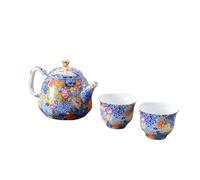 MQPALZKD Ceramic Enamel Multi Flower Tea Set Household Teapot with Two Cups Pot