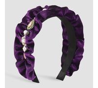 MQPALZKD Diamond velvet headband with ruffled wooden ear edge headband(Purple)