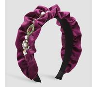 MQPALZKD Diamond velvet headband with ruffled wooden ear edge headband(Rosso)