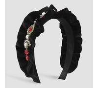 MQPALZKD Diamond velvet headband with ruffled wooden ear edge headband(Svart)