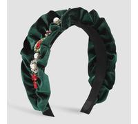 MQPALZKD Diamond velvet headband with ruffled wooden ear edge headband(Vert)