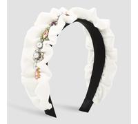 MQPALZKD Diamond velvet headband with ruffled wooden ear edge headband(Wit)
