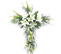 MQPALZKD Flower wreath cross lily flower wreath door hanging decoration