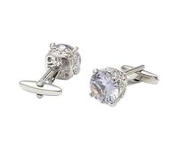 MQPALZKD French Men's Shirt Cufflinks Square Zircon Silver Cufflink