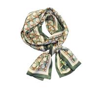 MQPALZKD Green Geometric Striped Silk Scarf Ribbon Women's Neck Scarfs Satin Headscarf Hair