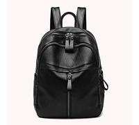 MQPALZKD Leather Backpack Solid Colour Student Large Capacity School Bag Portable Travel Zip Backpack