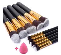 MQPALZKD Make Up Brushes Set 10pcs Professional Foundation Eyeshadow Cosmetics Soft Synthetic Hair Gift Beauty Egg(A)