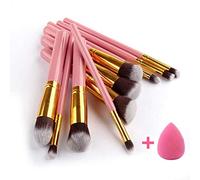 MQPALZKD Make Up Brushes Set 10pcs Professional Foundation Eyeshadow Cosmetics Soft Synthetic Hair Gift Beauty Egg(black-Soul Eater1)