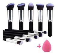 MQPALZKD Make Up Brushes Set 10pcs Professional Foundation Eyeshadow Cosmetics Soft Synthetic Hair Gift Beauty Egg(3-pack)