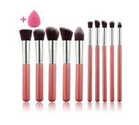 MQPALZKD Make Up Brushes Set 10pcs Professional Foundation Eyeshadow Cosmetics Soft Synthetic Hair Gift Beauty Egg(Argento)