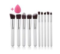MQPALZKD Make Up Brushes Set 10pcs Professional Foundation Eyeshadow Cosmetics Soft Synthetic Hair Gift Beauty Egg(D)
