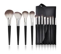 MQPALZKD Makeup brush set 12 pieces of black silver brush powder eye shadow brush multi-function beauty tools