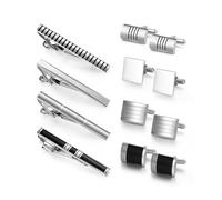 MQPALZKD Men's Business Tie Clip Cufflink Set French Vintage Copper Enamel Collar Gift Box