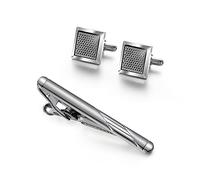 MQPALZKD Men's Business Tie Clip Cufflinks Set French Shirt Upscale Black Gift Box