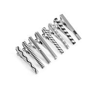 MQPALZKD Men's Business Tie Clip Set Striped Enamel with Black Gift Box