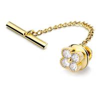 MQPALZKD Mens Crystal Tie Tack with Chain Gold Clip Party Accessories for Men