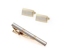 MQPALZKD Men's Tie Clip Cuff Link Set Personalized Diamond Nails French Vine Collar Black Box