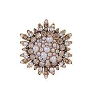 MQPALZKD Pearl Flower Brooch with Diamond Disc Buckle Sunflower Pin