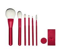 MQPALZKD Red Mandala 6pcs Makeup Brush Set Soft Hair Loose Powder Brush With Air Cushion With Brush Bag