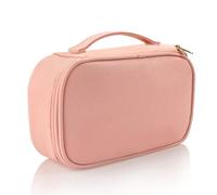 MQPALZKD Short Distance Travel Makeup Bag Portable Double-Layer Folding Makeup Box PU Leather Travel Storage Bag