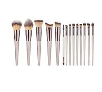 MQPALZKD Soft Wooden Handle 14pcs Champagne Gold Makeup Brushes Set Portable Eyeshadow Brushes