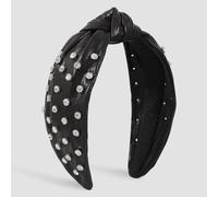MQPALZKD Superior sense PU cross knot headband temperament cool air insert drill headband hair accessories(Argento)