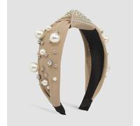 MQPALZKD Vintage hair accessories Cross knot imitation pearl headband with diamond non-slip headband(Argento)