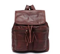 MQPALZKD Vintage Real Leather Backpacks For Men&Women Drawstring Flap Travel Shoulder Bags Cowhide Large Multi Pockets Knapsack