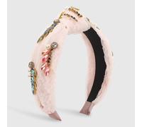 MQPALZKD Yarn knotted headband Pearl rhinestones retro elegant colorful headband(A)
