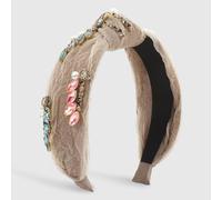 MQPALZKD Yarn knotted headband Pearl rhinestones retro elegant colorful headband(black-Soul Eater1)