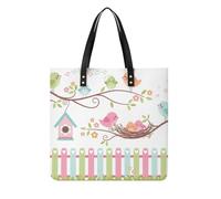 MQPYWLH Bird Leaf Women's Tote Bag Top Handle Handbag Shoulder Bag Shopper Bag 39x39cm