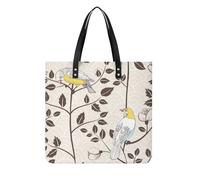 MQPYWLH Birds Wave Leaf Women's Tote Bag Top Handle Handbag Shoulder Bag Shopper Bag 39x39cm