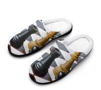 MQPYWLH Black Yellow Chess Women’S Cotton Slippers Memory Foam House Shoes Flats For Indoor Outdoor