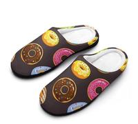MQPYWLH Cartoon Donut Women’S Cotton Slippers Memory Foam House Shoes Flats For Indoor Outdoor