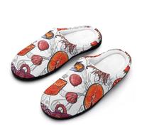 MQPYWLH Crab Women’S Cotton Slippers Memory Foam House Shoes Flats For Indoor Outdoor