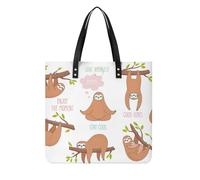 MQPYWLH Cute Sloth Leaf Women's Tote Bag Top Handle Handbag Shoulder Bag Shopper Bag 39x39cm