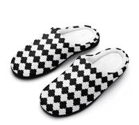 MQPYWLH Diamond Lattice Women’S Cotton Slippers Memory Foam House Shoes Flats For Indoor Outdoor