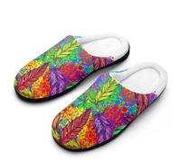 MQPYWLH Feather Love And Peace Women’S Cotton Slippers Memory Foam House Shoes Flats For Indoor Outdoor