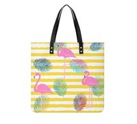 MQPYWLH Flamingo Leaf Women's Tote Bag Top Handle Handbag Shoulder Bag Shopper Bag 39x39cm