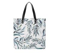 MQPYWLH Green Leaf Gray Women's Tote Bag Top Handle Handbag Shoulder Bag Shopper Bag 39x39cm