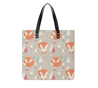 MQPYWLH Little Fox Flowers Women's Tote Bag Top Handle Handbag Shoulder Bag Shopper Bag 39x39cm