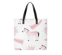 MQPYWLH Pink Horse Leaf Women's Tote Bag Top Handle Handbag Shoulder Bag Shopper Bag 39x39cm