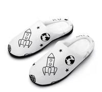 MQPYWLH Planets Rockets Women’S Cotton Slippers Memory Foam House Shoes Flats For Indoor Outdoor