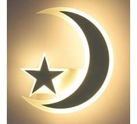 MQQ Dimmable Stars Moon Wall Sconce, LED Acrylic Wall Lantern Lamp, Decorative Wall Light Fixture, Creative Cartoon Children Room Bedroom Bedside Wall Lamps