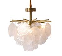 MQQ DIY Decoration Hanging Light Fixture Postmodern Pendant Light Luxury Chandeliers Creative Glass Round Ceiling Lighting E27 Socket Petal Design Indoor Dining Table Lighting