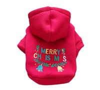 MQQYLBHDS Christmas Dog Hoodies with D-Ring Festive Cat Outfit Fall Winer Puppy Clothes for Small Dog Girl Boy Pet Cold Weather Sweatshirt Coat for Pomeranian Chihuahua Yorkie (Red, Small)