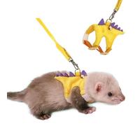 MQQYLBHDS Ferret Harness and Leash Set Small Animals Vest Harness with Safe Bell Dinosaur Shaped Walking Clothes for Baby Rabbit Guinea Pig Teacup Chihuahua Mouse and Other Small pet (Yellow)